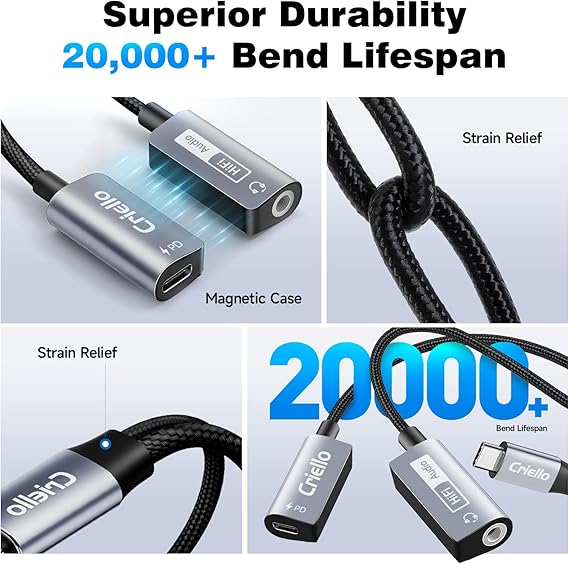 Magnetic USB-C to 3.5mm Audio Adapter and Charger 2 in 1 Headphone and Charger Type C Audio Adapter with PD 60W Fast Charging Dongle Cable for iPhone 17/16/15 Pro Max, iPad Pro, Galaxy S25, Switch 2 - Image 2