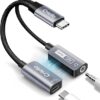 Magnetic USB-C to 3.5mm Audio Adapter and Charger 2 in 1 Headphone and Charger Type C Audio Adapter with PD 60W Fast Charging Dongle Cable for iPhone 17/16/15 Pro Max, iPad Pro, Galaxy S25, Switch 2