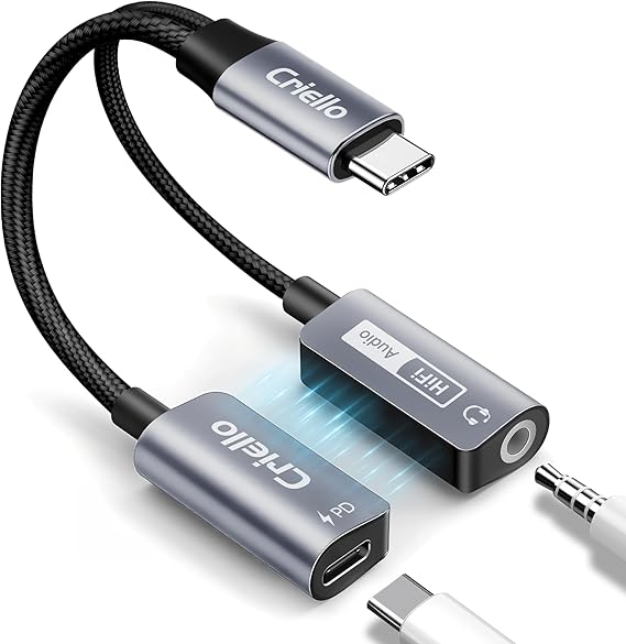 Magnetic USB-C to 3.5mm Audio Adapter and Charger 2 in 1 Headphone and Charger Type C Audio Adapter with PD 60W Fast Charging Dongle Cable for iPhone 17/16/15 Pro Max, iPad Pro, Galaxy S25, Switch 2